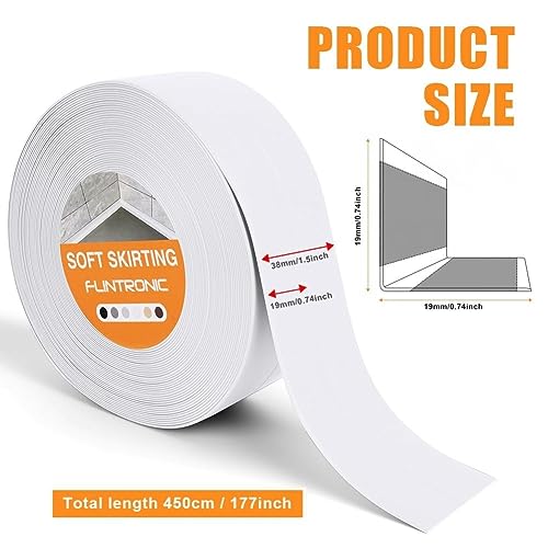 Flintronic Weichsockelleiste, 19 x 19mm 4.5m Weichsockelleiste Selbstklebend für Küche und Badezimmer… – Ansicht 2