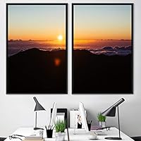 2 Piece Framed Canvas Wall Art Sunset in The Mountains Canvas Prints Home Artwork Decoration for Living Room,Bedroom - 16