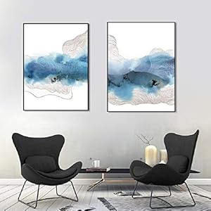 Canvas Schilderij Abstracte Geometische Poster Blauw Muur Art Prints Gallery Foto’s voor Kantoor Woonkamer Interieur…