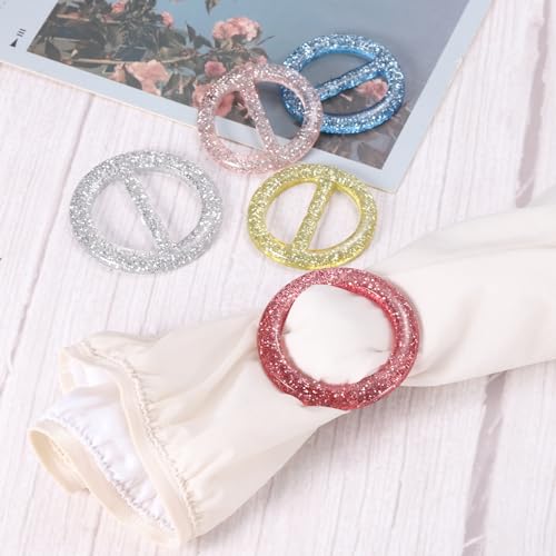 Image of uxcell Plastic Tee Shirt Clips, Round Bling Resin Scarf Ring Buckle, Fashion Tie Circle Clip