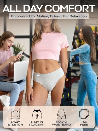 Image of Balanced Tech Moisture Wicking Underwear for Women, Seamless Workout Hipster Brief Bikini Panties