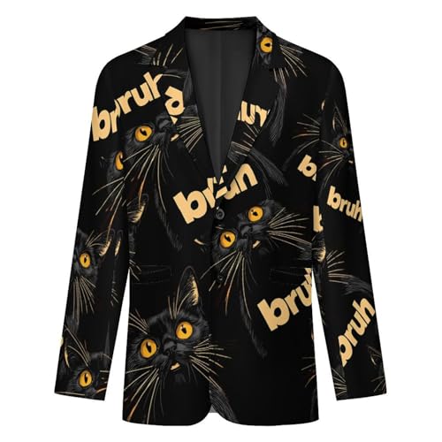 Meme Saying Cat Bruh Casual Men's Blazers Two Button Lapel Suits Jacket Lightweight Sport Coats4
