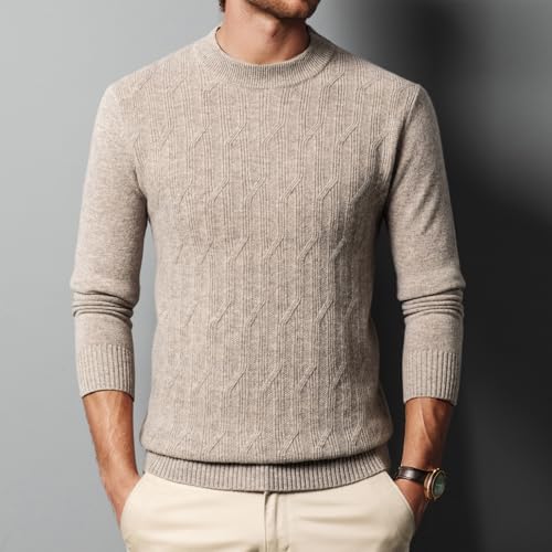 Mens 100% Wool Mock Turtleneck Sweater Casual Knit Long-Sleeved Pullover Tops Basic Solid Undershirts2
