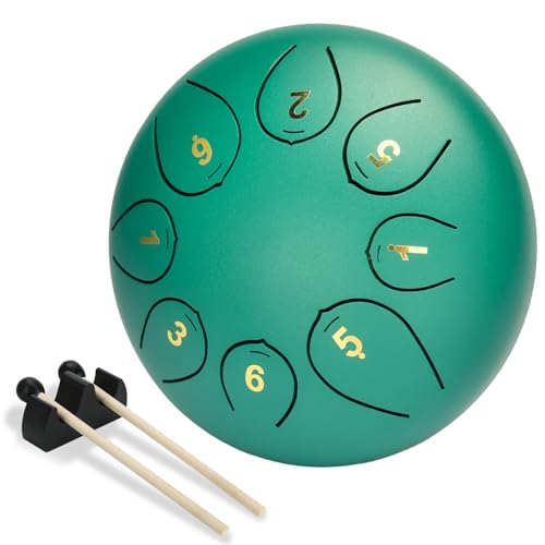 Tambor de lengua de acero 6 pulgadas 8 tonos handpan drum c-key instrumento de percusión tongue drum con bastones para niños y adultos