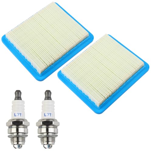 BlueXP 2 Piezas Filtro de Aire Cortacésped y Bujía Bombeador Briggs y Stratton Filtro de Aire para Césped Reemplazo del Filtro de Aire del Cortacésped para Cortacésped y Tractores