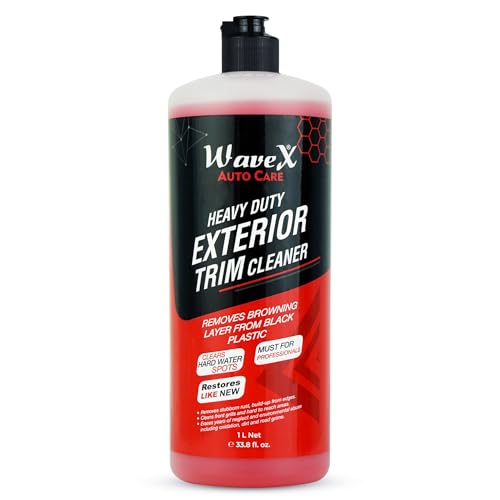 Image of WaveX Heavy Duty Car Exterior Trim Cleaner 1 LTR | Removes Browning Layer from Black Plastic, Stubborn Rust, Hardwater Spots, and buildup from Edges, Cleans Logo and Grills