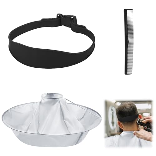 Fade Haircut Guide for Men, Self Haircut Kit for Men, Include Hair Cutting Guide & Cape Umbrella & Comb, Neckline Shaving Templat, DIY Hair Cutting Accessories Tools for Home (Black)