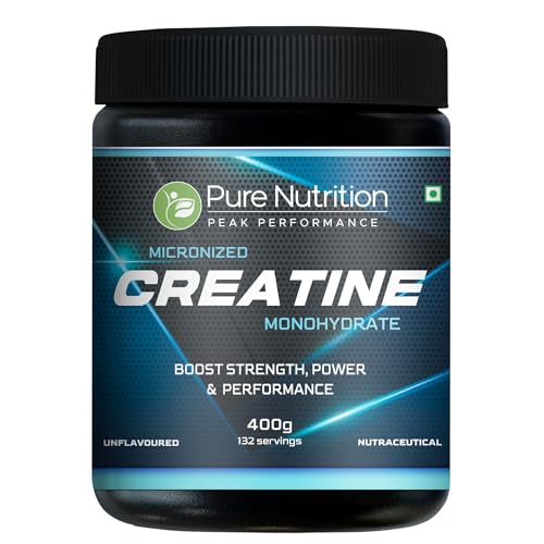 Image of Pure Nutrition Micronised Creatine Monohydrate Powder (400g), Pre /Post Workout Supplement, Instant Energy for Athletic Performance, Fast Recovery, Increased Muscle Mass, Unflavoured, 33 Servings