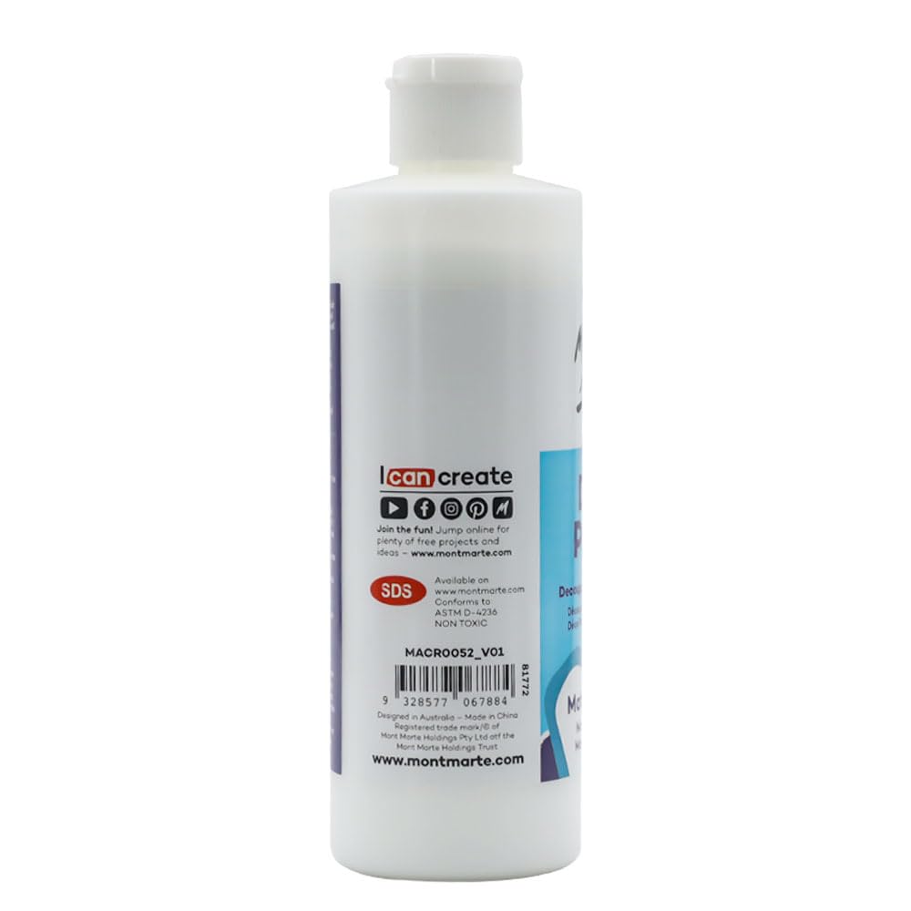 Mont Marte Deco Pudge Craft Varnish Signature 236ml (8 US fl.oz) – Matte, Multi-Purpose Clear Craft Sealer, Varnish and Decoupage Glue, Ideal for Acrylic Paints, Paper, Wood, Ceramics, Fabrics, Clay