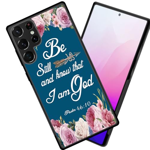 smauncucn for Galaxy S25 Ultra Case,Slim Anti-Scratch Tire Anti-Skid Edges Shockproof TPU Back Protective Cover Case for Samsung Galaxy S25 Ultra 6.9 inch 2025,Bible Verse Psalm 46:10 Pink Flower