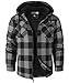 SwissWell Herren Hemdjacke Verdicken Karierts mit Reißverschluss Flanelljacke Plüschfutter Freizeit Gefüttert Kapuzenpullover Männer Winter Hemd Fleece Hoodie Winterjacke mit Taschen(Dunkelgrau XL)