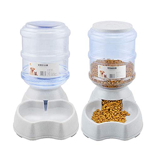 HHZQ Pet Feeder Food and Water for Dogs and Cats, Automatic Water Food Dispenser, Natural Gravity Feeding Supplies for Small Large Dog Pets Puppy Kitten Rabbit Bunny