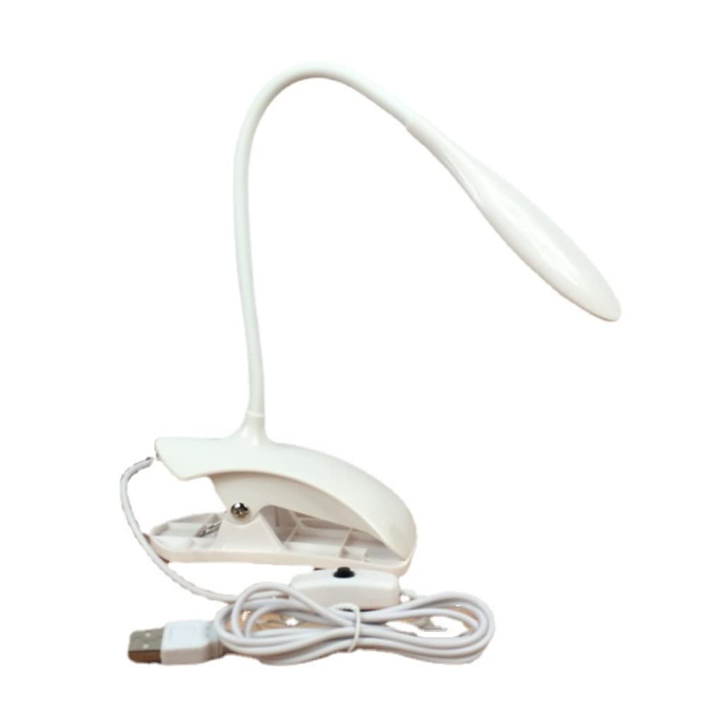 Anso White Led Light Table Desk Lamp Usb Rechargeable Clip-On Bedside Reading Light Living Lamp (White)