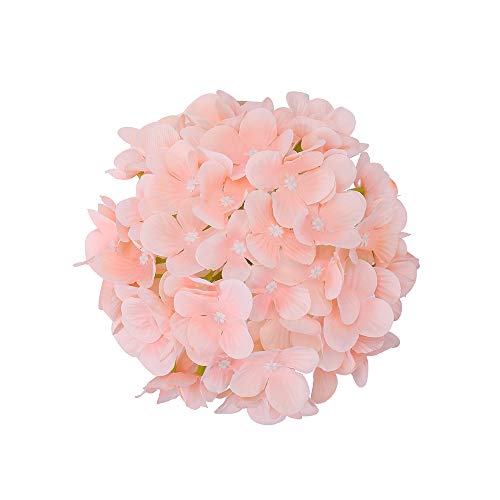 Lushidi Silk Hydrangea Heads With Stems Artificial Flowers Heads For Home Wedding Decor,Pack Of 10 (Peach Pink) #TOP1