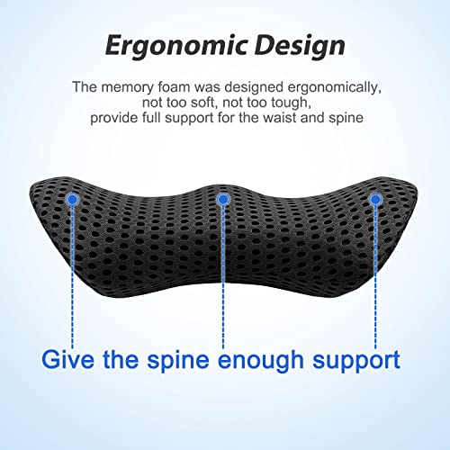 Memory Foam Lumbar Support Pillow For Office Chair, Car, Recliner, Couch, Bed; Back Support Cushion For Sleeping Driving, Lumbar Pillow For Sciatica Tailbone Pain Lower Back Pain Relief (Black) #TOP2