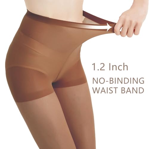 Image of Citystl 3 Pairs Black Sheer Tights for Women - 20D Not Rip Control Top Pantyhose with Reinforced Toes - Resist Tears