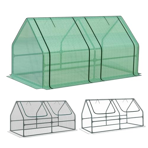 BPS 6x3x3 ft Mini Garden Greenhouse with 3 Dual Covers (PE & PVC & Mesh) Waterproof, UV-Protected Portable Grow Tent for Flowers, Vegetables, and Herbs in All Seasons