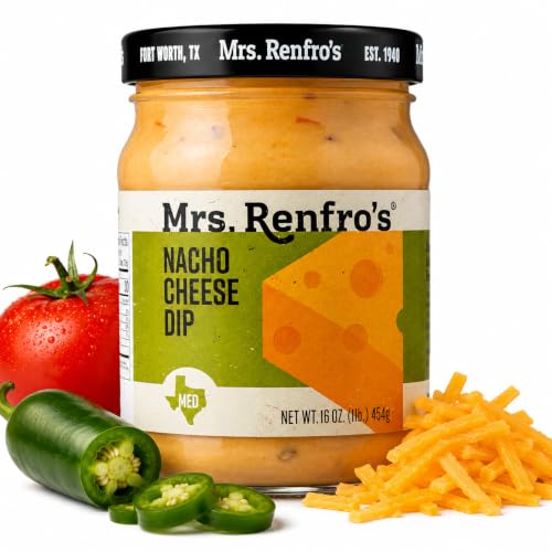 Mrs. Renfro's Nacho Cheese Sauce, 16 oz Jar (Pack of 1) – Creamy Ready-to-Serve Cheese Dip for Tortilla Chips, Nachos, Pretzels, Fries, Tacos, Burritos & Party Appetizers
