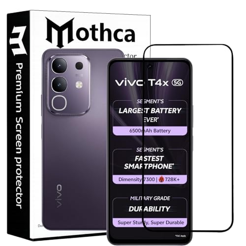 Image of Mothca Military-Grade Tempered Glass Screen Protector Compatible for iQOO Z10x / Vivo T4x with Edge to Edge Coverage - Case Friendly, Anti-Scratch & Bubble-Free Installation Kit