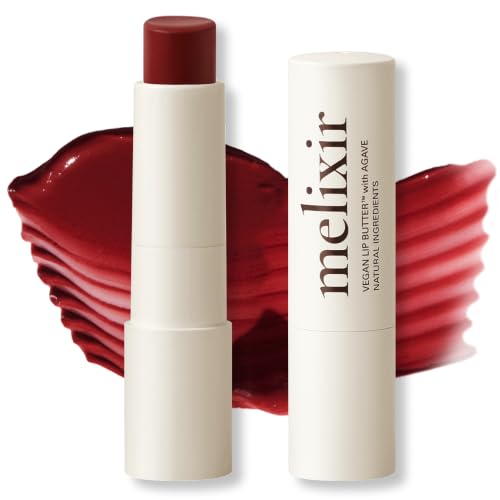 Melixir Vegan Lip Butter, Tinted Lip Balm for Dry Lips #18 Vintage Red