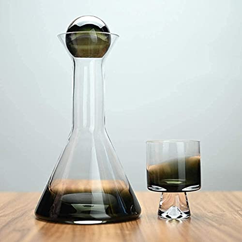 Karafset Whiskykaraf Wijnkaraf Wijnkaraf, Smokey Gradient Kristalglas Rode Wijnkaraf Met 2 Creatieve Glazen, 100… - Afbeelding 3