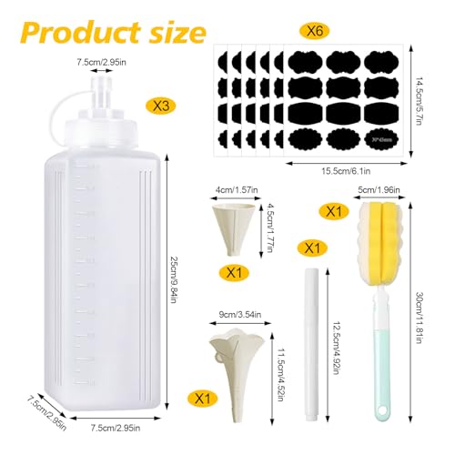 Eiyptzbqm Bouteille Sauce Flacon Souple à Presser Set 3 1000ml – vue 2