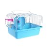 Small Pet Hamster Cage with Running Wheel Water Bottle Food Basin Portable Carrier House Mice Home Habitat for Going Out, Traveling (Blue)