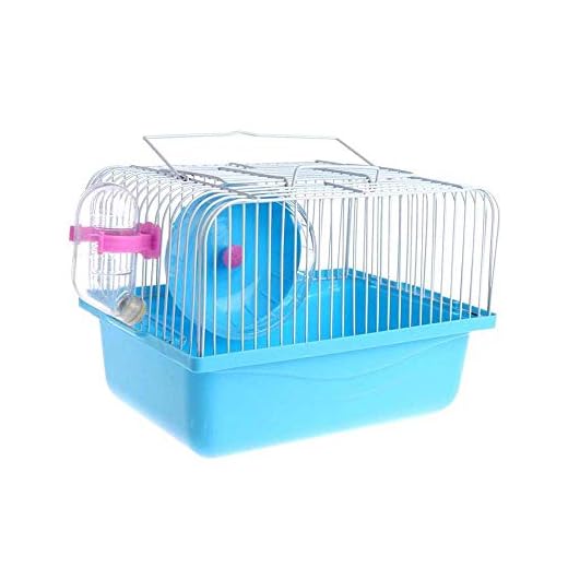 Pet Hamster Cage with Running Wheel Water Bottle Food Basin Portable Carrier House Mice Home Habitat for Going Out, Traveling (Blue)