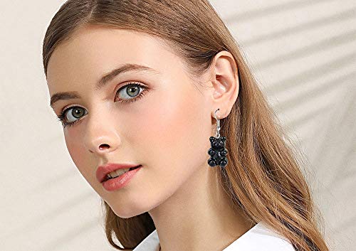 RUIZHEN Cute Mini Gummy Bear Dangle Earrings Pendant Necklace Jewelry Set Cute Animal Earrings4