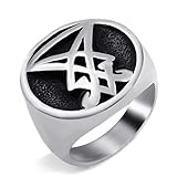 ELFASIO Lucifer Ring Sigil of Lucifer Seal of Satan Stainless Steel Rings for Men Jewelry Size 7-15