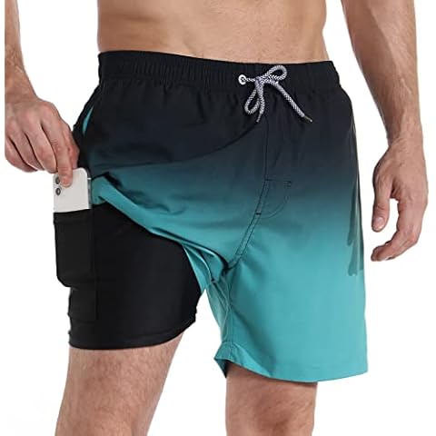 zeetoo Men's Swim Trunks with Compression Liner Cover