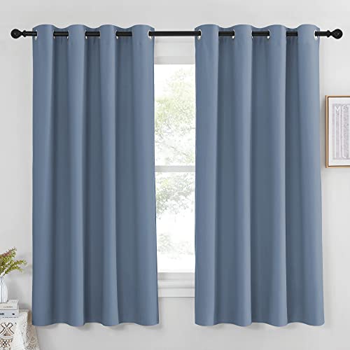 NICETOWN Blackout Curtain & Drape - (Stone Blue Color) Noise Reduction Drapery Energy Saving for Bedroom/Kids Room, 52 x 63 inches, 1 Piece