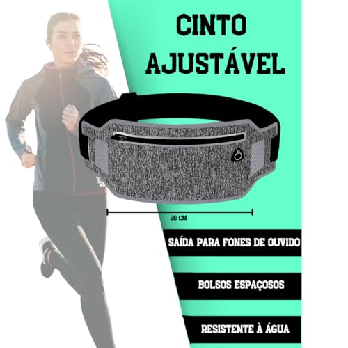 Pochete Para Corrida Masculina Feminina Fitness Impermeável (Cinza)
