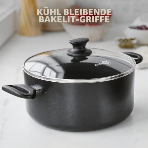 Foto von GreenPan Cambridge Kochtopf mit Deckel (24 cm/4,9l), gesunde keramische Antihaftbeschichtung, PFAS-frei, induktionsgeeignet, spülmaschinengeeignet, Schwarz