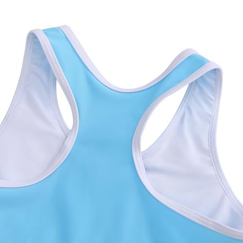Image of Girl Swimsuit 2 Piece Bathing Suit High Waist Color Block Bikini Skirt Set Sporty Summer Swimwear 4-13Y