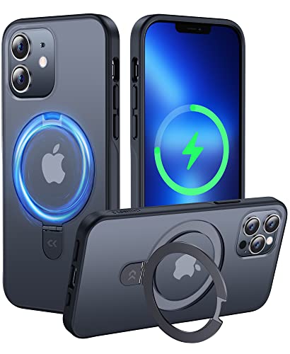 Image of CASEKOO Designed for iPhone 12 Pro /iPhone 12 Case with Magnetic Invisible Stand [Military Drop Protection] [Compatible with MagSafe] Shockproof Slim Translucent Matte Case 6.1 Inch, Black