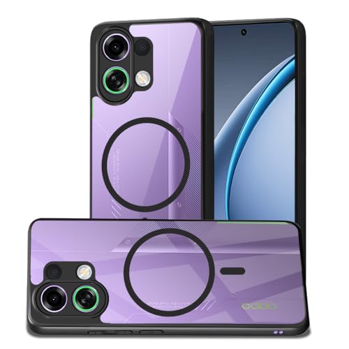 Image of AESTMO Oppo K13 Turbo /Turbo Pro 5G 5G Back Cover | 360 Protection | Crystal Clear Hard Back Transparent | Compatible with MagSafe Accessories (PC+TPU, Black Bumper)