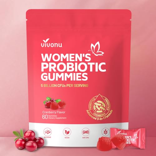 Vaginal Probiotics for Women, Feminine PH Balance Gummies for Healthy Odor, Yeast Balance & Flora + Vitamin C for Immune Support -Cranberry