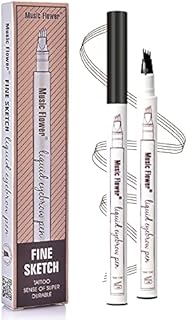 Tattoo Eyebrow Pen with Four Tips Long-lasting Waterproof Brow Gel and Tint Dye Cream for Eyes Makeup (3#Dark Gray)