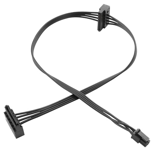 ELFJMZP ATX Mini 4PIN to Dual SATA 15 PIN Adapter Extension Cable for Mechanical HDDs SSDs DVD/CD-ROMs (17.9 in./45.5 cm)