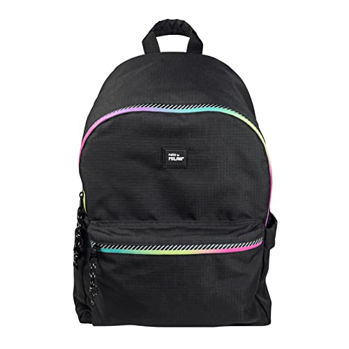 Mochila escolar MILAN Sunset 22L negra con doble compartimento grande 2