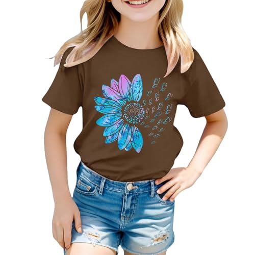 sfdgfhyf Kids Shirts Girls Loose Fit Sunflower Graphic T Shirts Short Sleeve Sports Crew Neck Graphic School