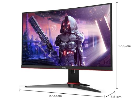 AOC Gaming C24G2AE - 24 inch FHD Curved Monitor, 165Hz, 1 ms MPRT, VA, AMD FreeSync, Speakers, Low Input Lag (1920x1080@ 165Hz, 250 cd/m², HDMI/DP/VGA) - Image 3