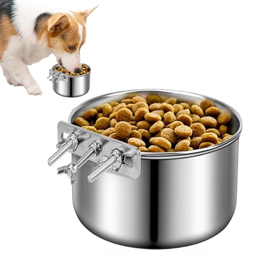 Hundekäfig-Wassernapf,Hundekistennapf - Hundebox Aus Edelstahl Zum Aufhängen Von Wasser- Und Futternäpfen - Hundenäpfe Für Trocken- Und Nassfutter Für Zwinger, Käfige Und Mehr, Zubehör