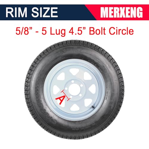 Trailer Tires Rims ST175/80D13 175 80 13 Tire, 5 Lug on 4.5", White Spoke Wheel Load Range C, 6 PLY, Set of 2 - Image 5