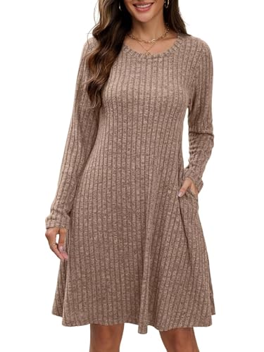 BELAROI Fall Dresses Plus Size Long Sleeve Casual Short Sweater Dresses with Pockets Winter Outfits