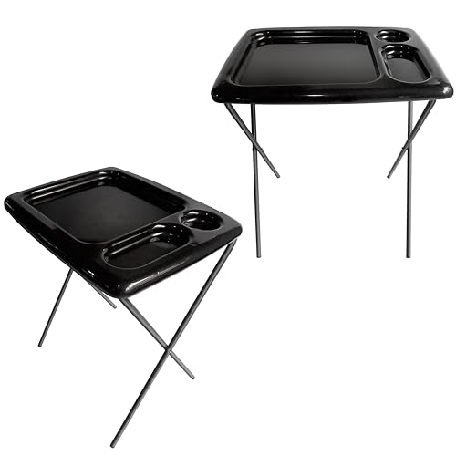 Image of Folding TV Tray Table, Portable, Sturdy, Black (Set of 2)