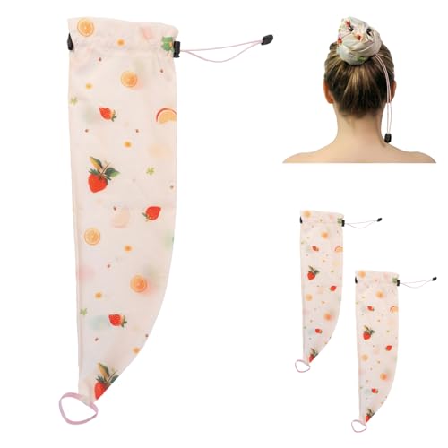 Crown Washing Shower Cap Ponytail Waterproof Hair Sleeve for Long Hair Reusable Adjustable Shower Caps for Women Hair Wash Waterproof Ponytail Bathing Hat (3 Beige)