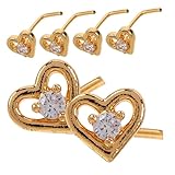 LIFKOME 6 Piezas Aritos de Nariz Forma de Corazón con Piedras Brillantes Pendientes de Nariz para Halloween Anillos de Quirúrgico Accesorios de Piercing Corporal para Uso Diario y Festivo