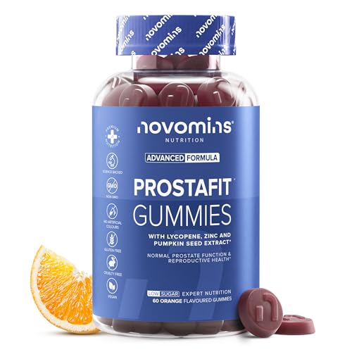 Gominolas Prostafit para el Apoyo a la Próstata - Apoyo a la Próstata del Hombre y Salud Urinaria - Semillas de Calabaza, Ortiga, Selenio, Zinc, Pygeum Africanum - Sin Gluten 60 Gominolas - Novomins